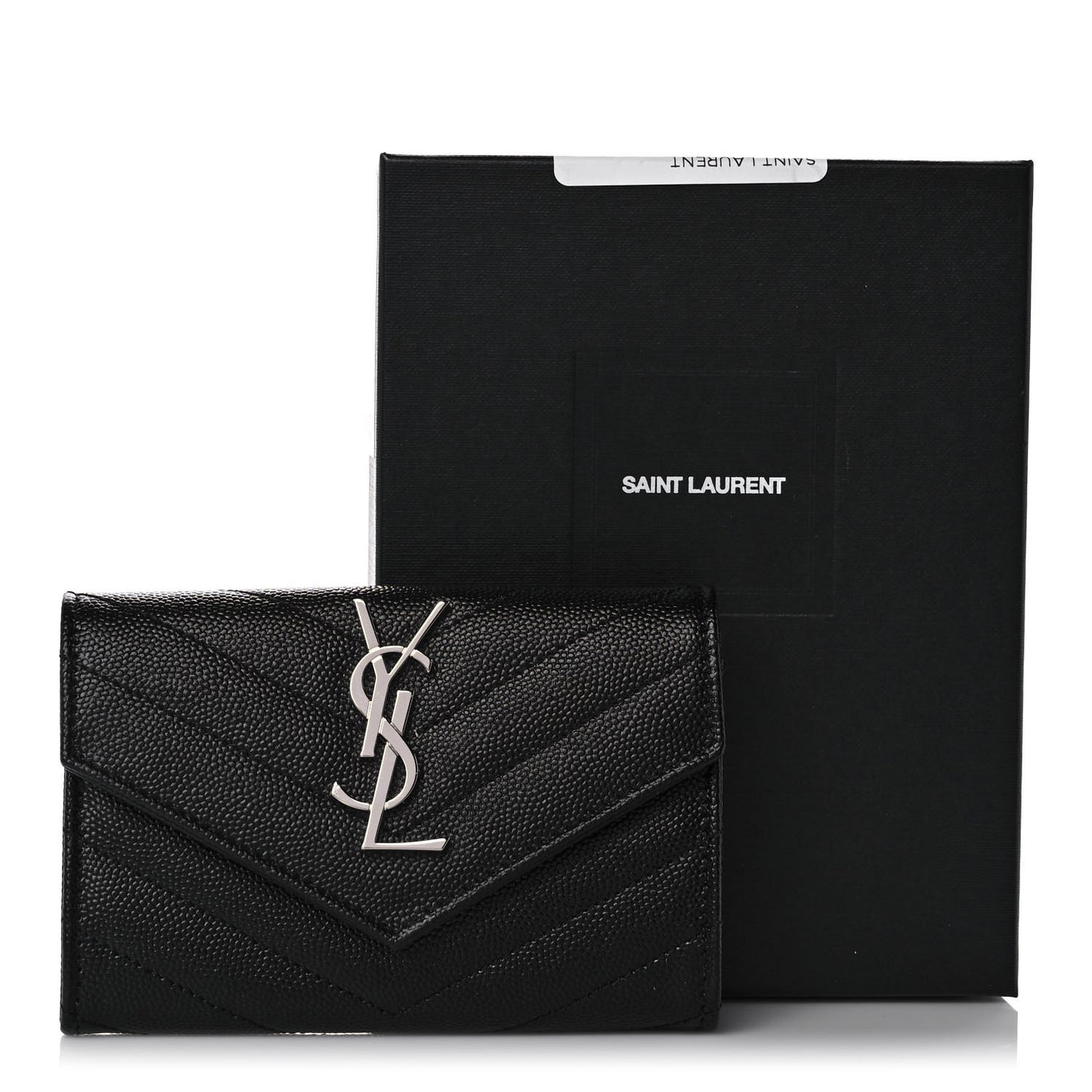 Grain De Poudre Matelasse Chevron Small Monogram Envelope Wallet Black