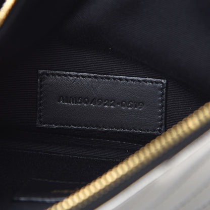 Saint Laurent Metallic Grain De Poudre Matelasse Chevron Monogram Bill Pouch Piombo 6 of 7