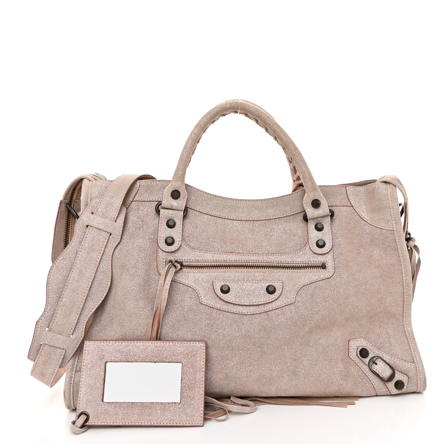 Balenciaga Metallic Craquele Calfskin Classic Hardware City Bois de Rose 3 of 14