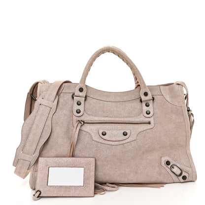 Balenciaga Metallic Craquele Calfskin Classic Hardware City Bois de Rose 3 of 14