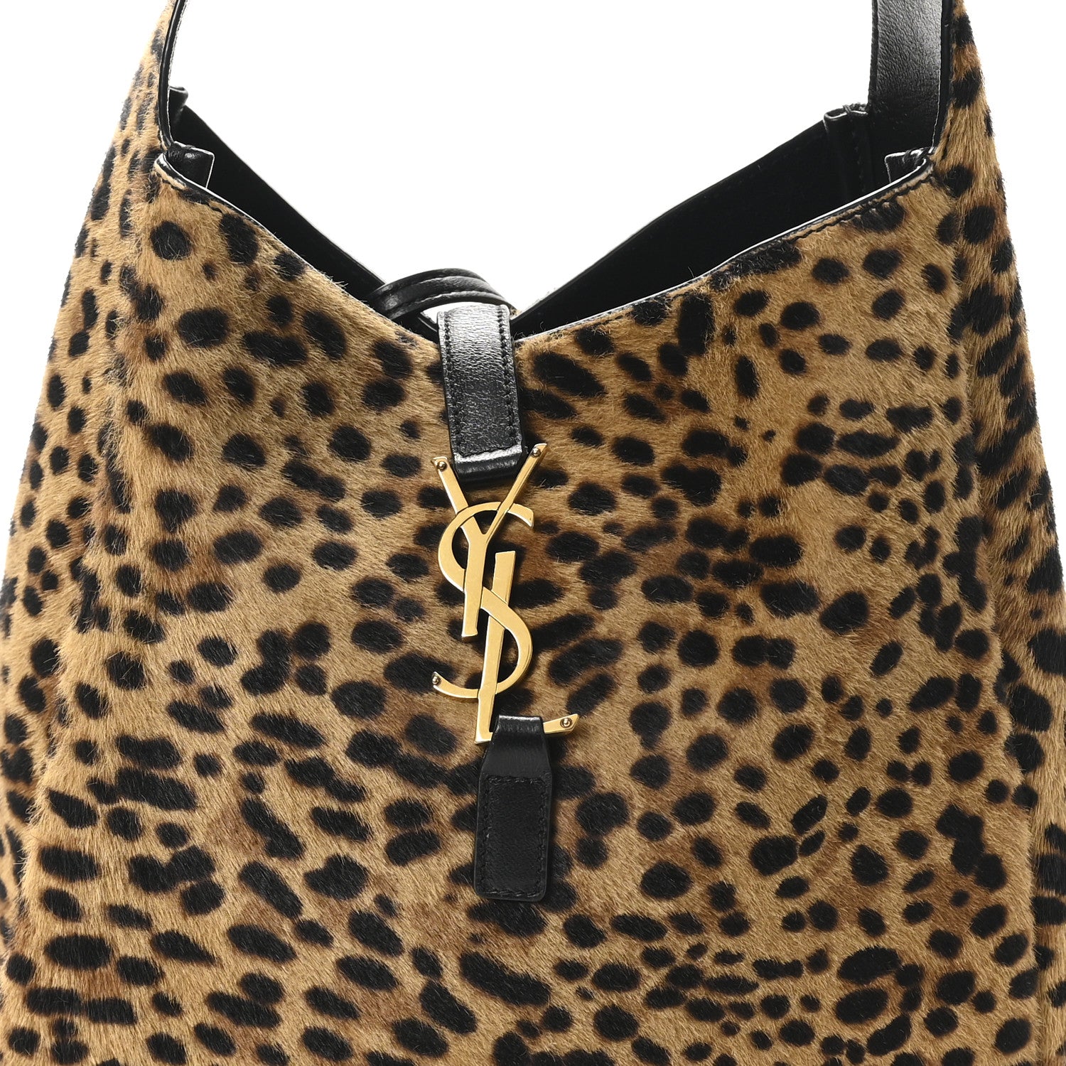 Saint Laurent Pony Hair Calfskin Leopard Print Small Le 5 A 7 Soft Hobo 9 of 11