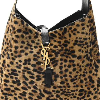 Saint Laurent Pony Hair Calfskin Leopard Print Small Le 5 A 7 Soft Hobo 9 of 11