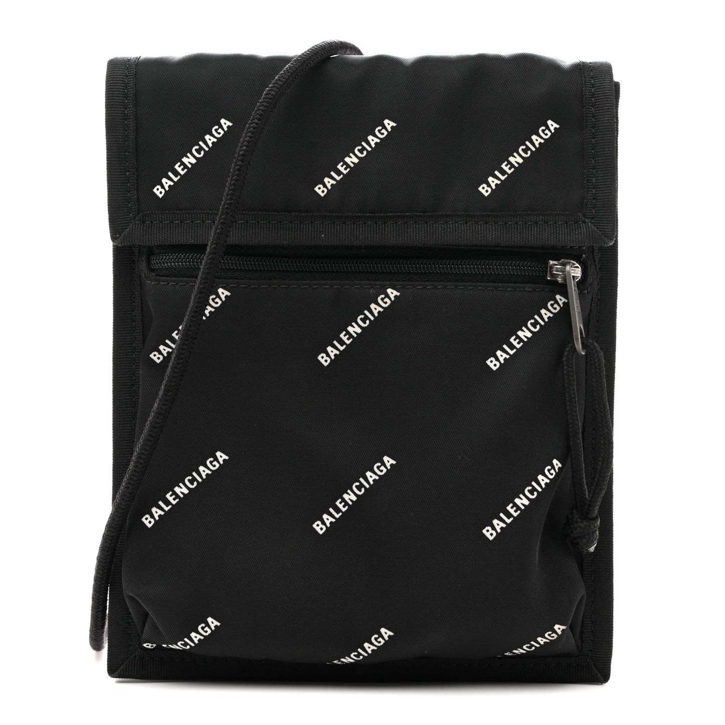 Nylon Allover Logo Small Explorer Crossbody Pouch Black White