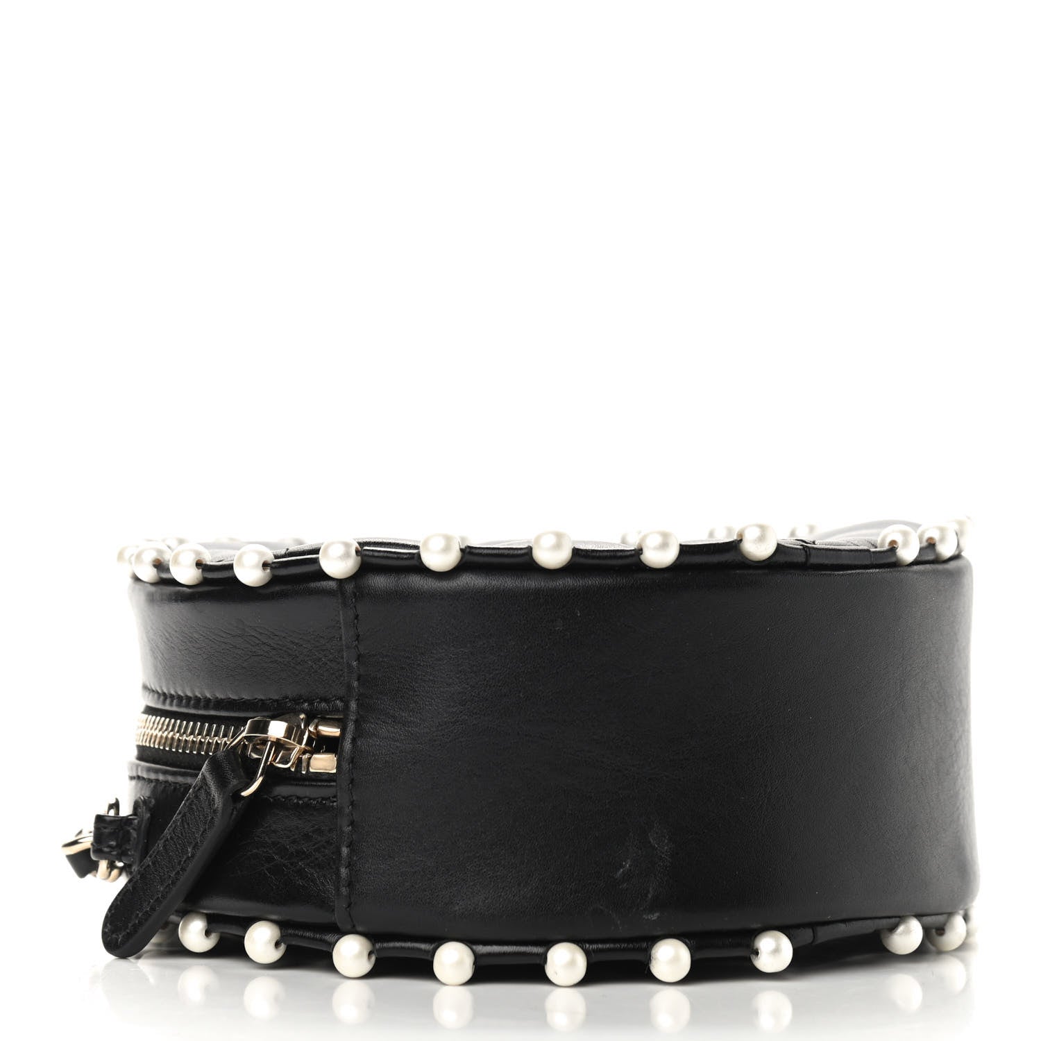 Chanel Calfskin Quilted Pearl Round Clutch With Chain Black 4 of 9