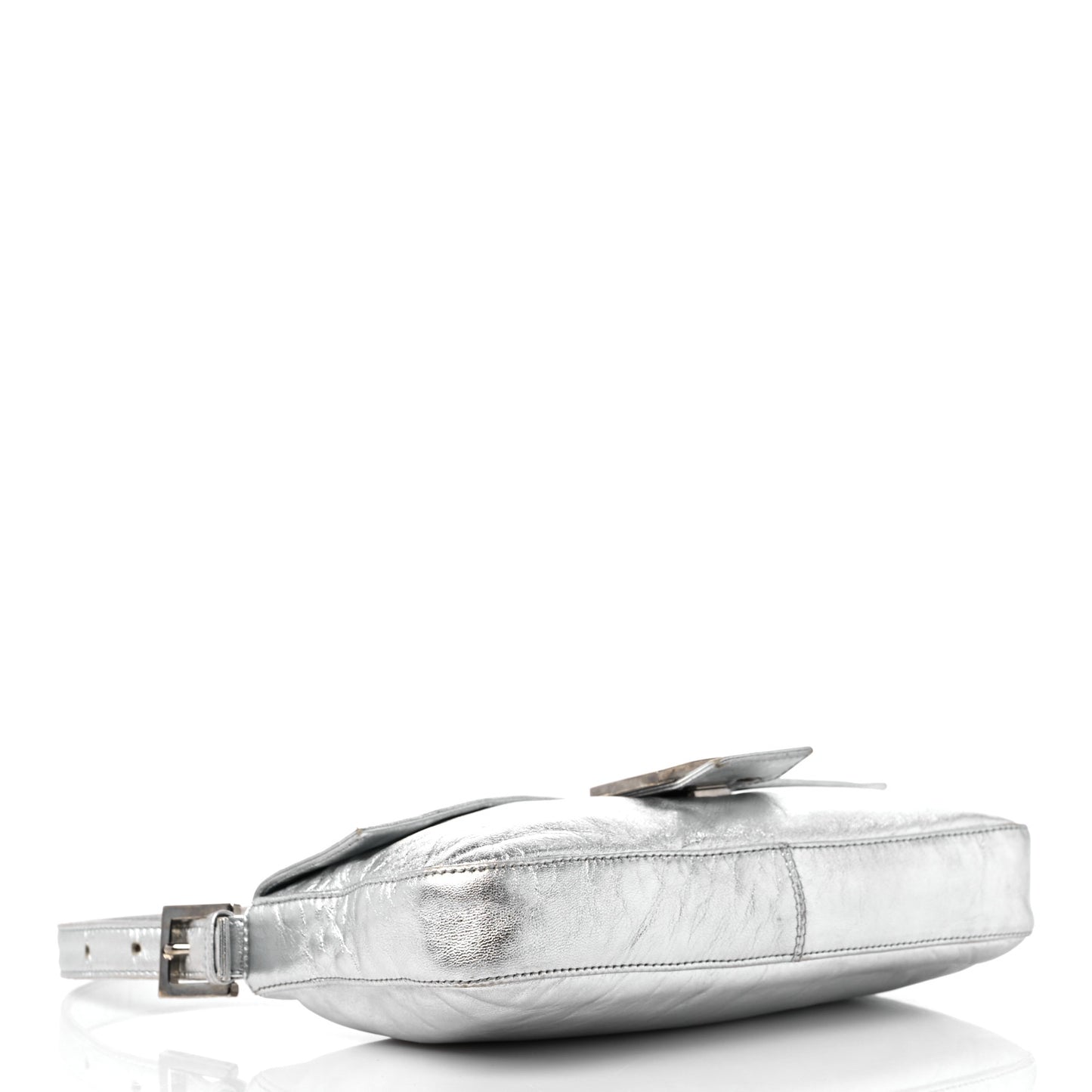 Metallic Calfskin Baguette Silver