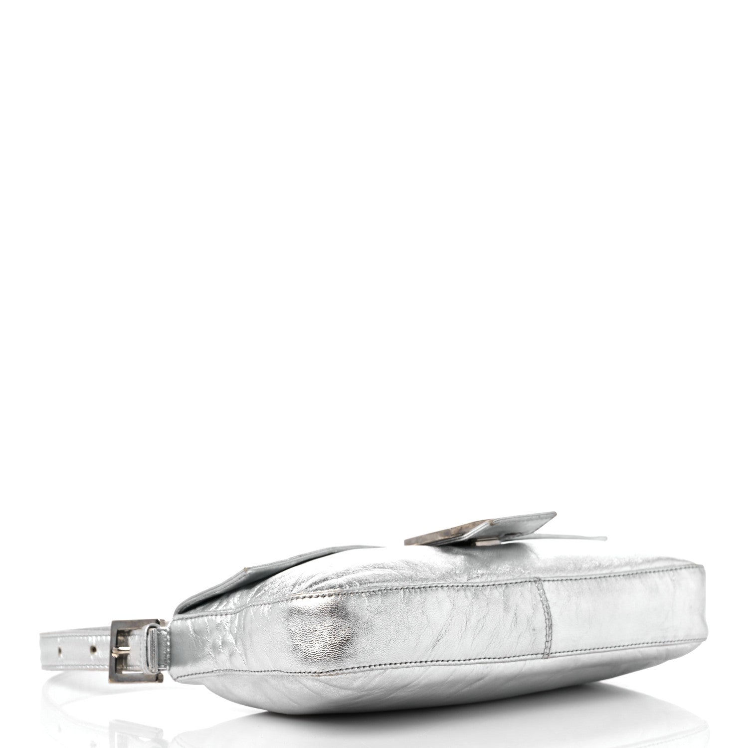 Fendi Metallic Calfskin Baguette Silver 4 of 14
