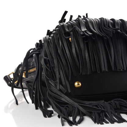 Saint Laurent Calfskin Small Emmanuelle Fringe Bucket Bag Black 9 of 10