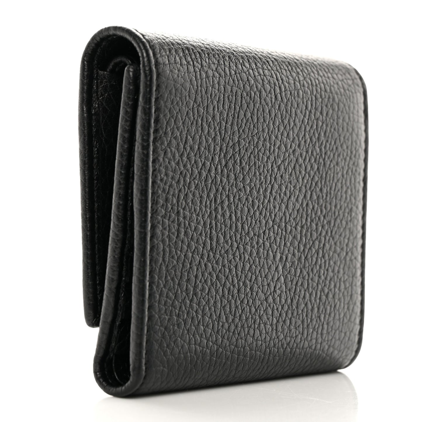 Pebbled Calfskin Soho Compact Flap Wallet Black