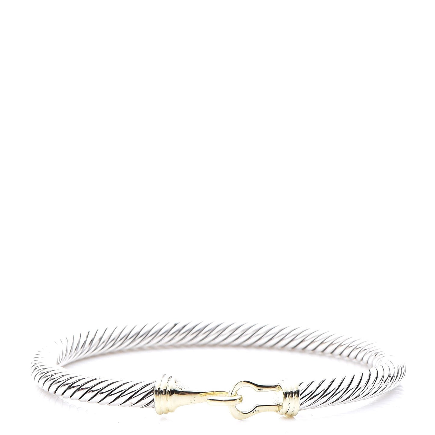Sterling Silver 14K Yellow Gold 5mm Cable Classic Buckle Bracelet