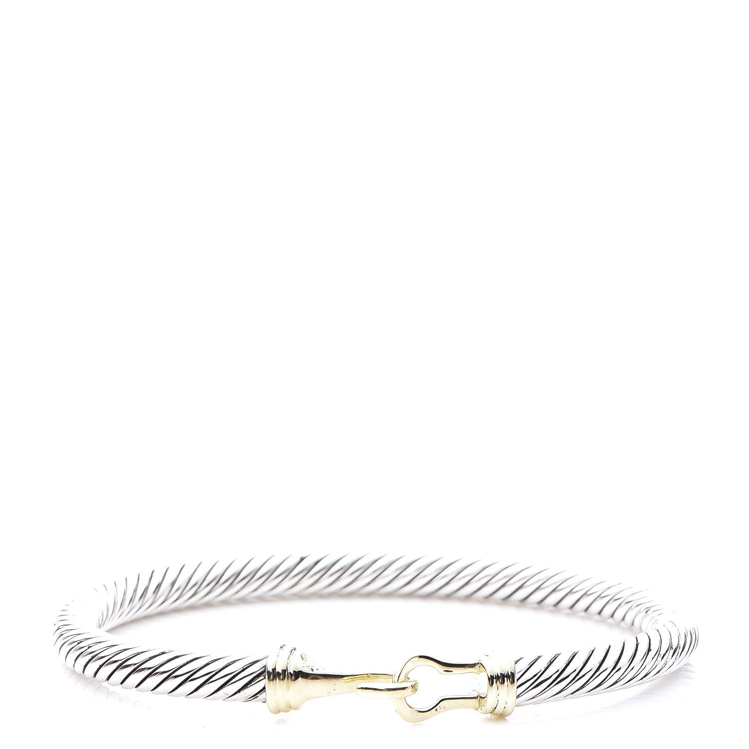 David Yurman Sterling Silver 14K Yellow Gold 5mm Cable Classic Buckle Bracelet 1 of 4