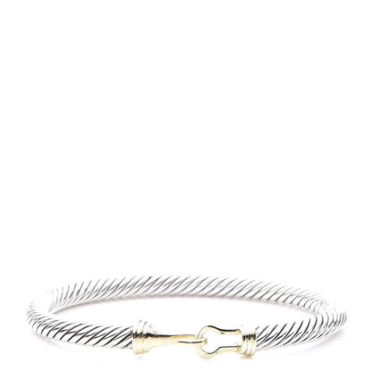 David Yurman Sterling Silver 14K Yellow Gold 5mm Cable Classic Buckle Bracelet 1 of 4