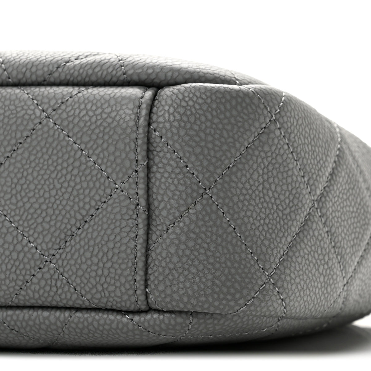 Iridescent Caviar Flat Quilted Small Coco Tassel Camera Case Grey