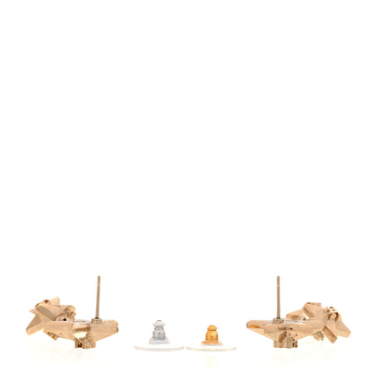 Chanel Metal CC Triple Star Drop Earrings Gold 3 of 4