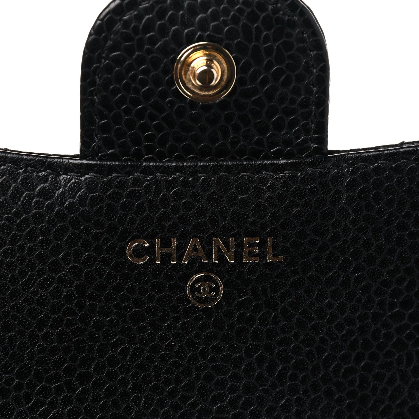 Caviar Quilted Compact Flap Wallet Black