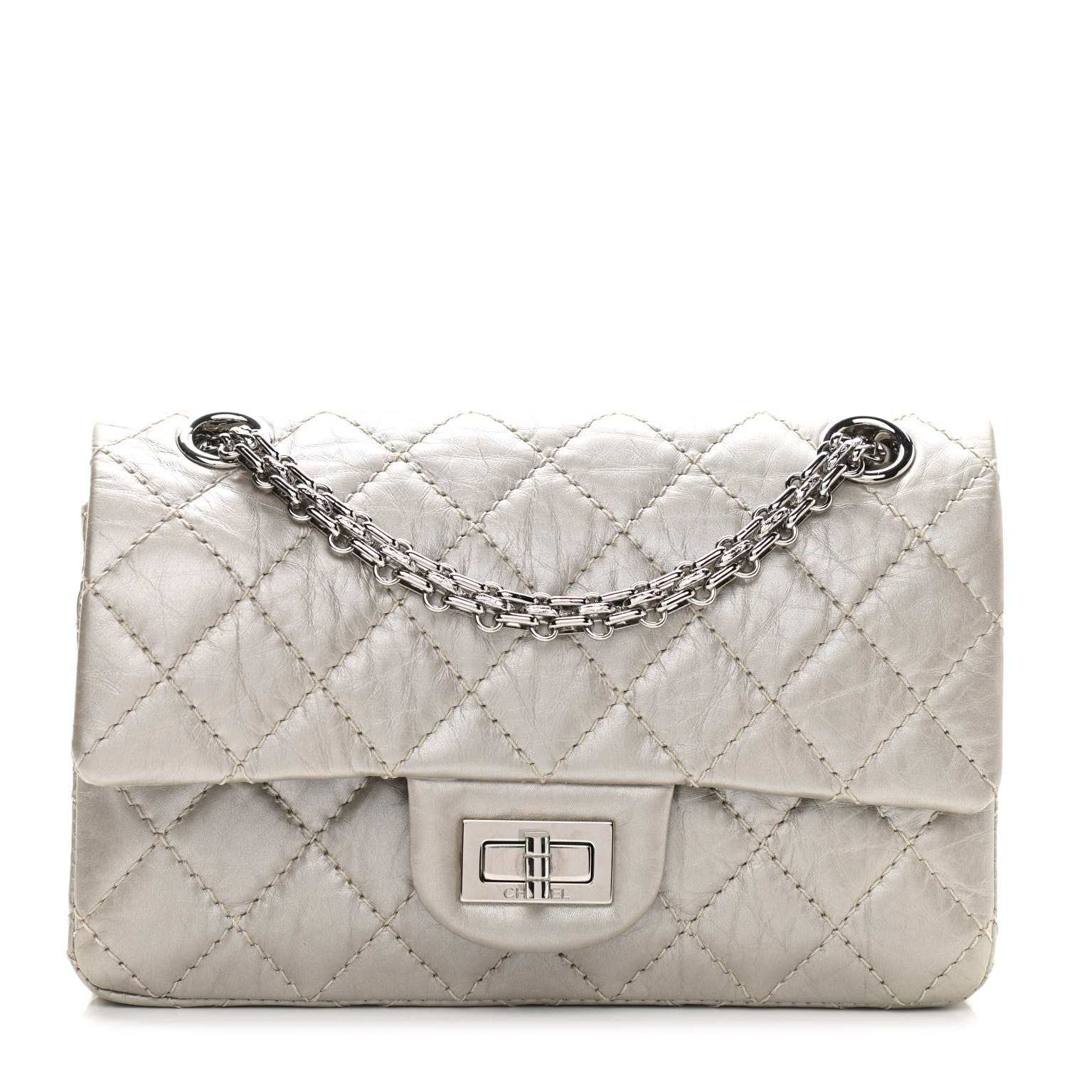 Chanel Metallic Calfskin Quilted 2.55 Reissue 224 Flap Silver 1 of 9