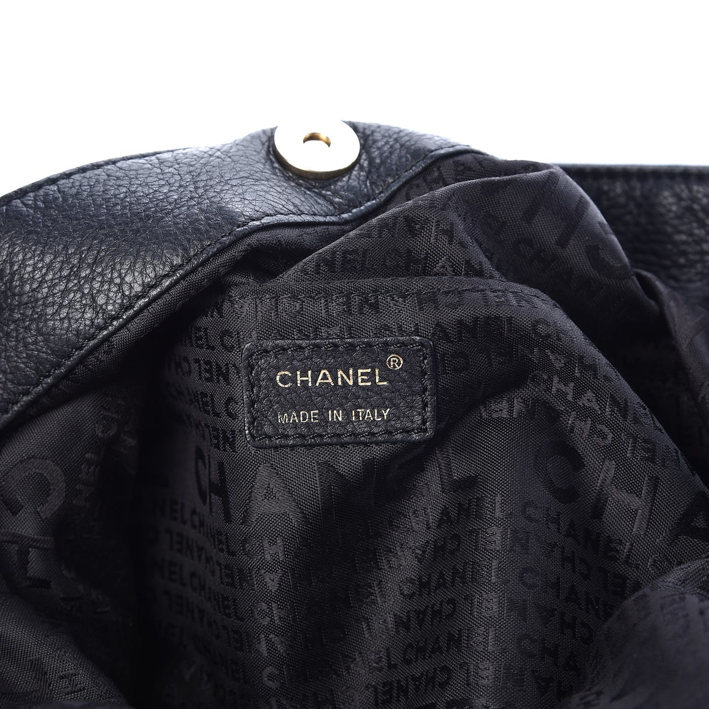 Grained Calfskin Shoulder Bag Black