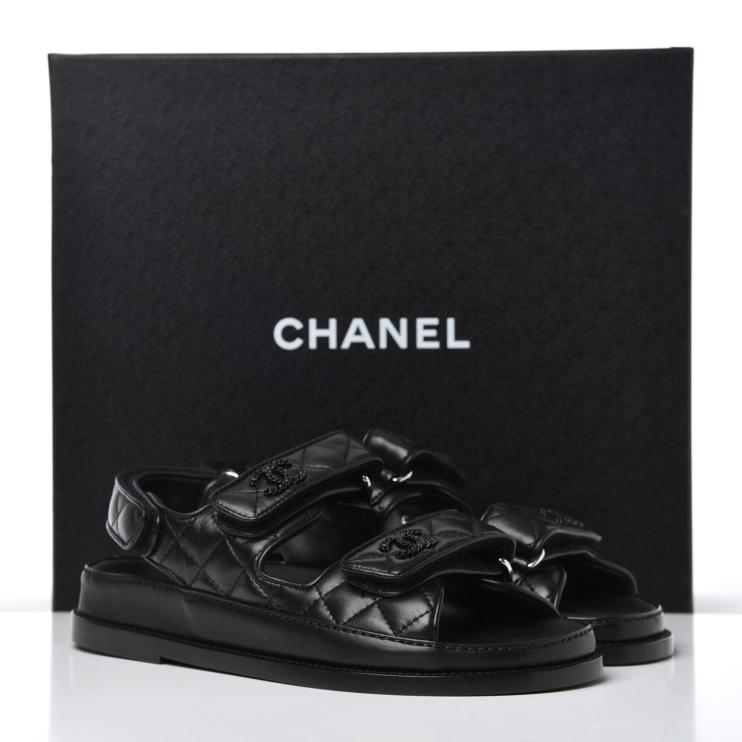 Lambskin Velcro Dad Sandals 36.5 Black