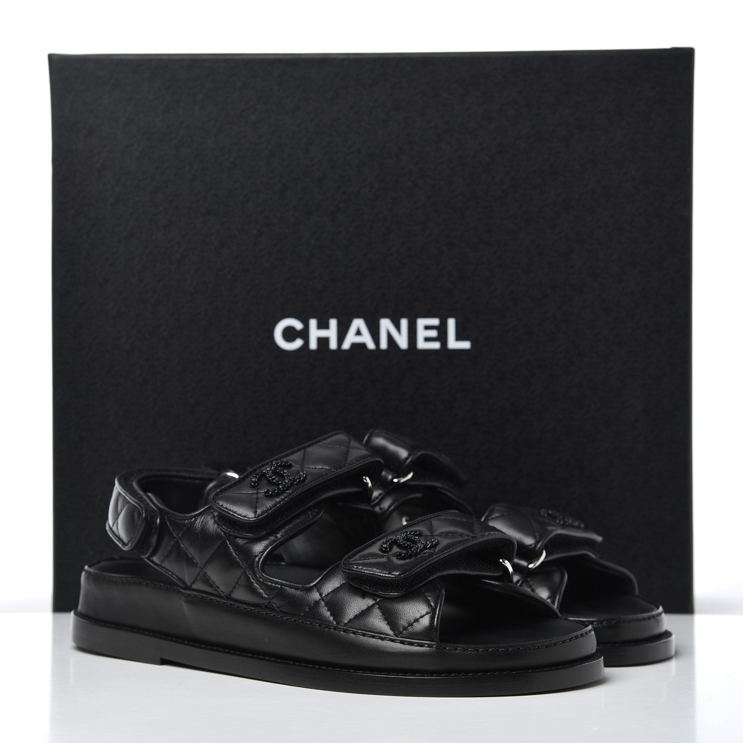 Chanel Lambskin Velcro Dad Sandals 36.5 Black 17 of 17