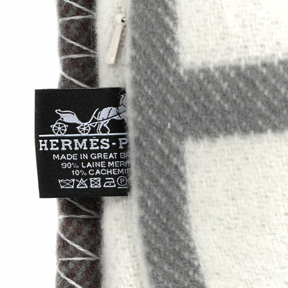 Hermes Wool Cashmere Avalon Vibration Pillow PM Ecru Gris 3 of 3