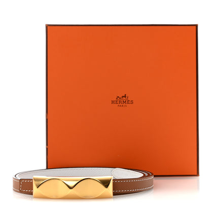 Hermes Swift Epsom 13mm Infini Belt 95 38 Gold White 9 of 11