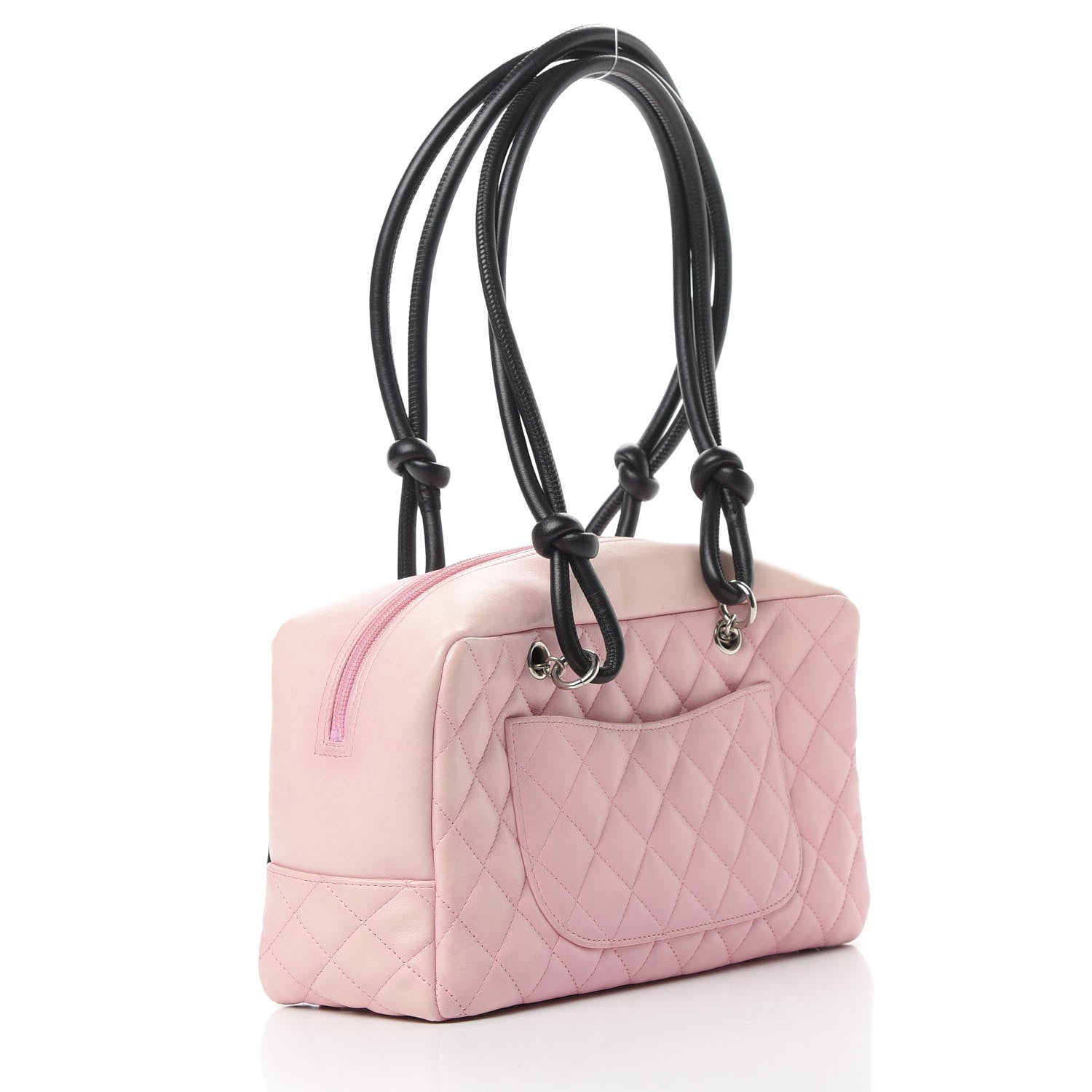 Chanel Calfskin Quilted Large Cambon Bowler Pink Black 3 of 17