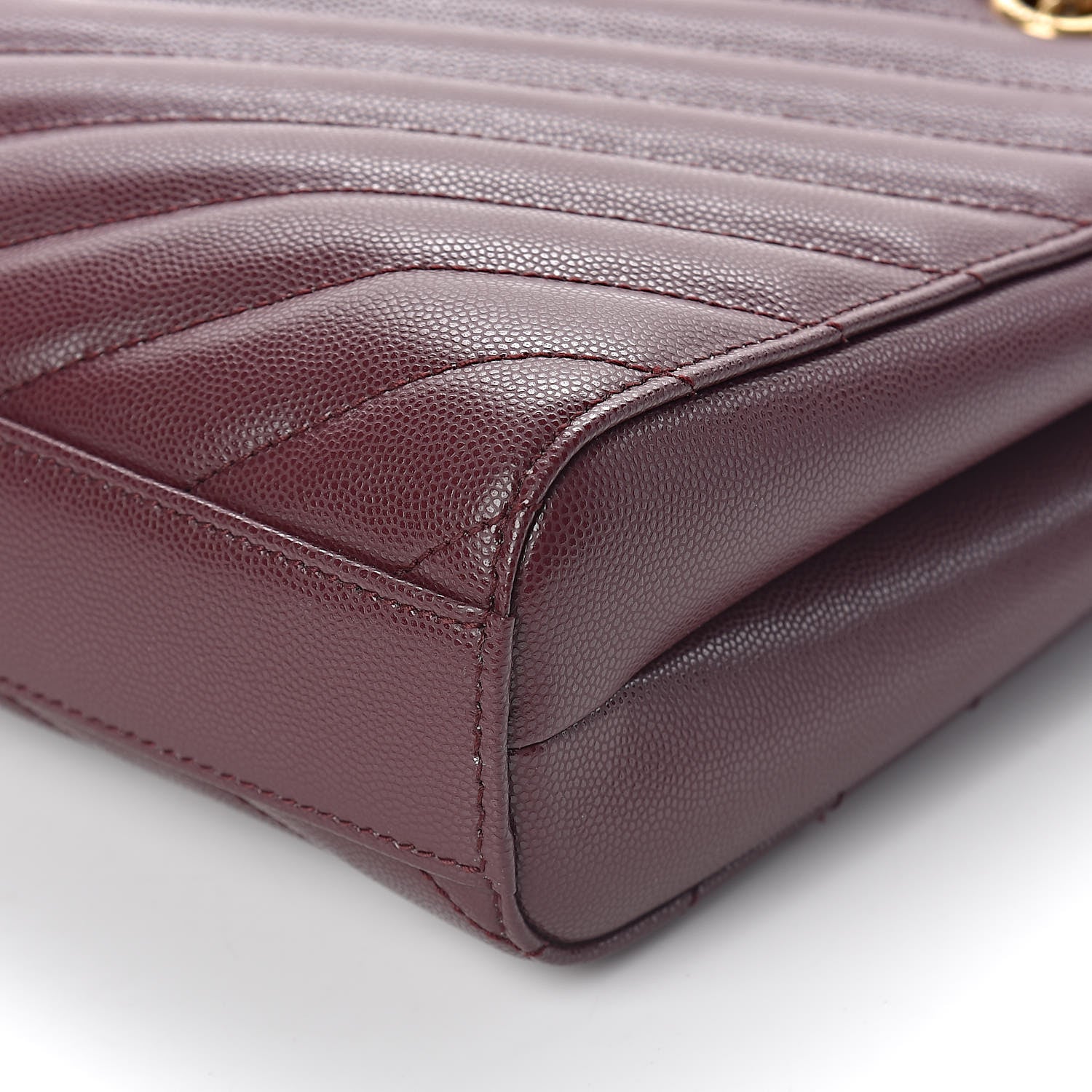 Saint Laurent Grain de Poudre Matelasse Chevron Small Tribeca Shopping Bag Rouge Legoin 10 of 11