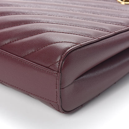 Saint Laurent Grain de Poudre Matelasse Chevron Small Tribeca Shopping Bag Rouge Legoin 10 of 11