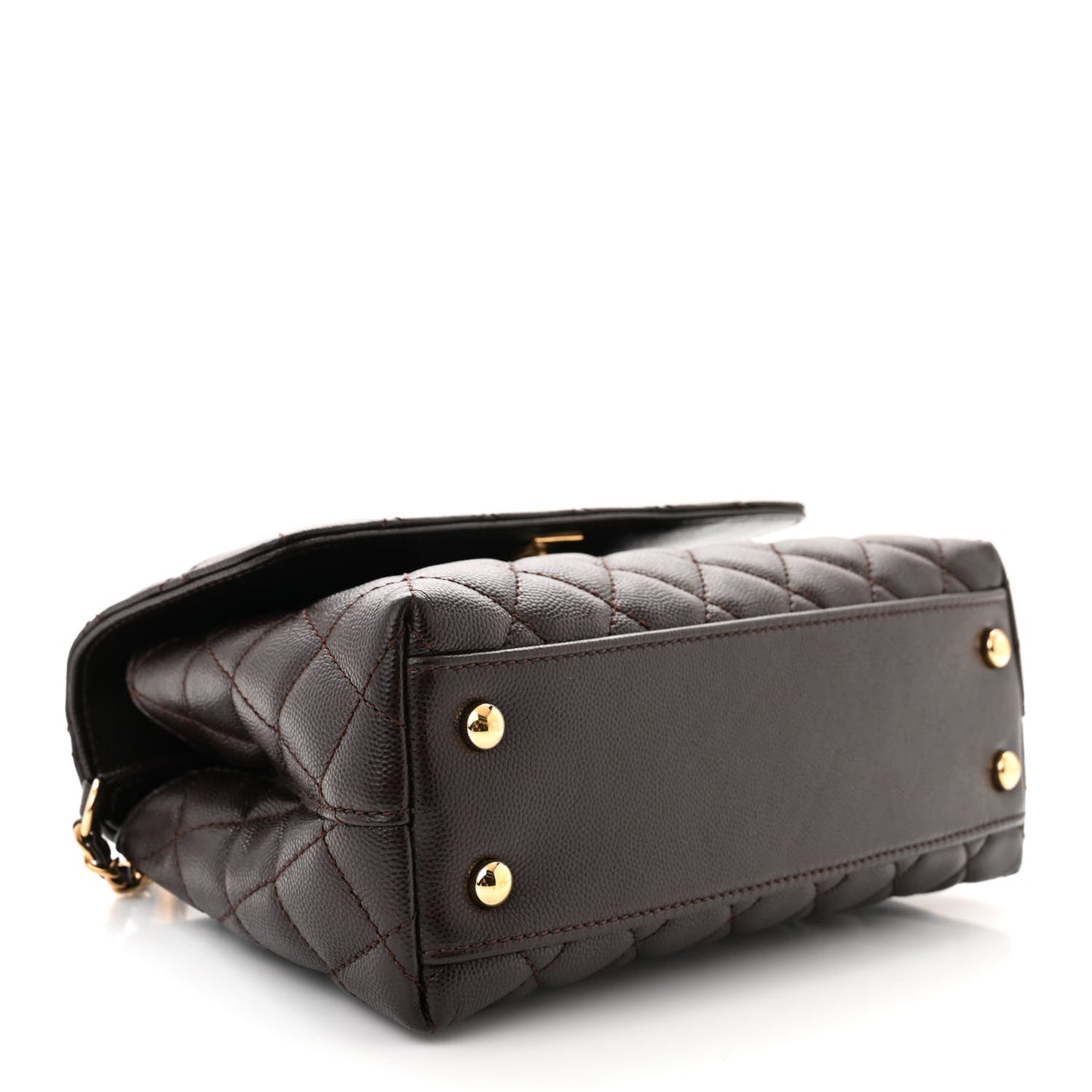 Caviar Quilted Mini Coco Handle Flap Dark Brown