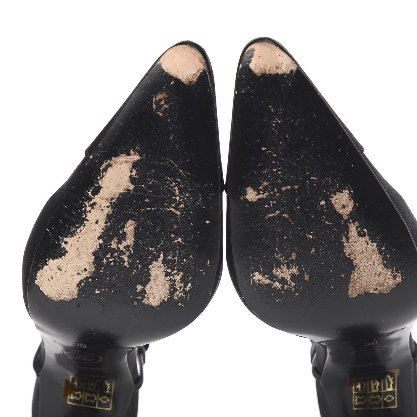 Satin Crystal Slingback Cap Toe Pumps 39 Black