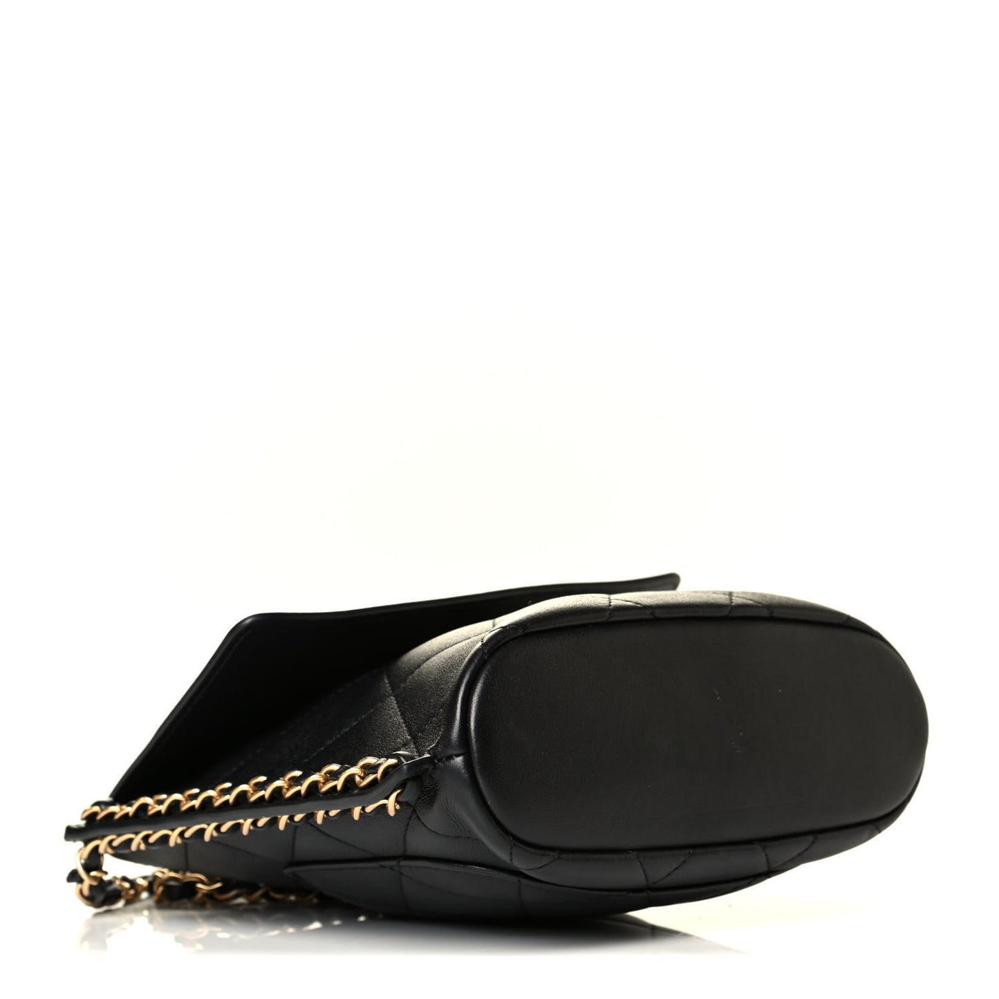Calfskin Quilted Chain Small Hobo Bag Black