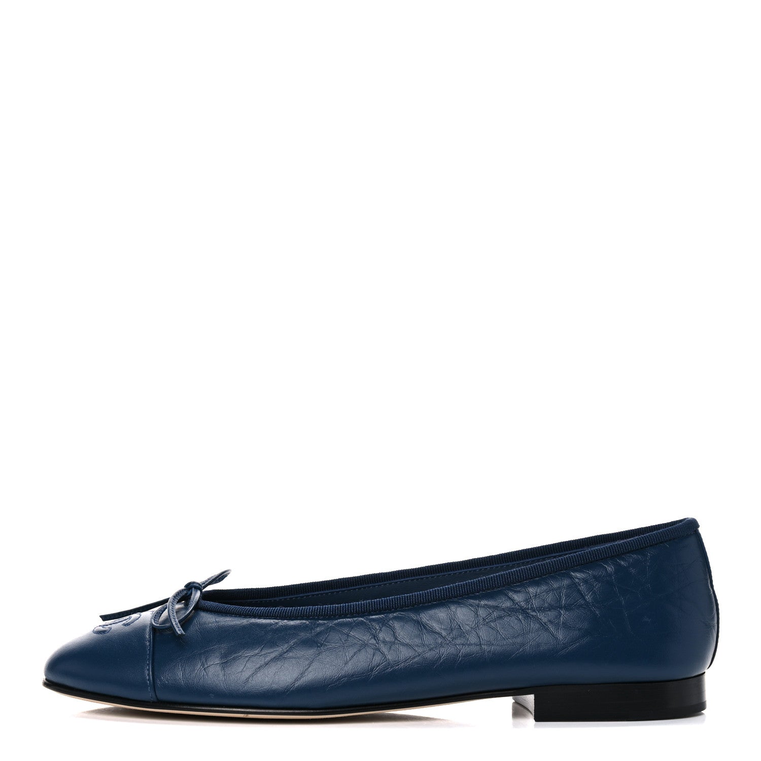 Chanel Lambskin CC Cap Toe Ballerina Flats 39 Navy Blue 1 of 10