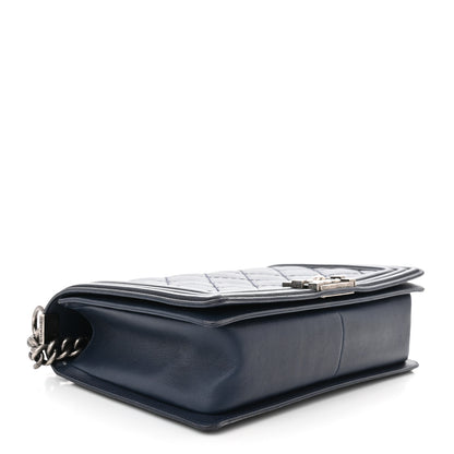 Chanel Calfskin Double Stitch New Medium Boy Flap Navy Blue 4 of 13