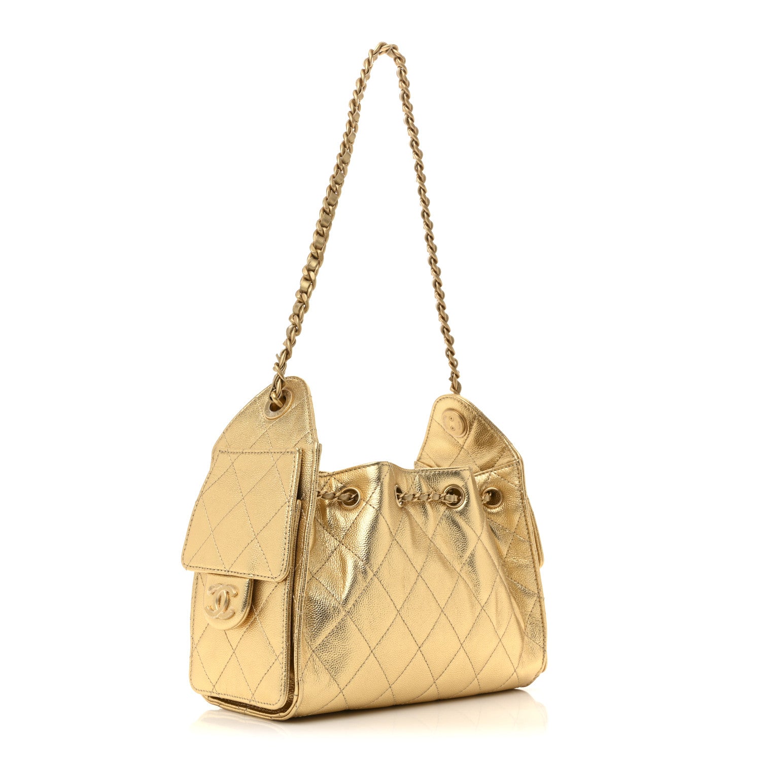 Chanel Metallic Caviar Quilted Mini Chanel 25 Handbag Gold 3 of 11
