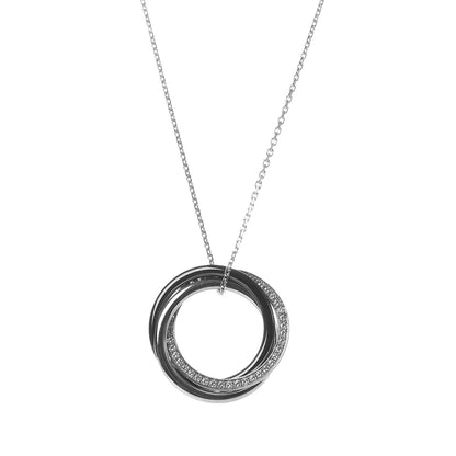 Cartier 18K White Gold Black Ceramic Diamond Trinity Pendant Necklace 4 of 7