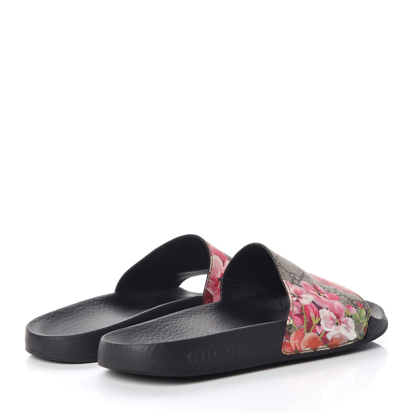 GG Supreme Monogram Blooms Slide Sandals 37 Beige Multicolor