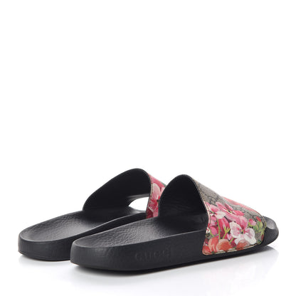 Gucci GG Supreme Monogram Blooms Slide Sandals 37 Beige Multicolor 4 of 9