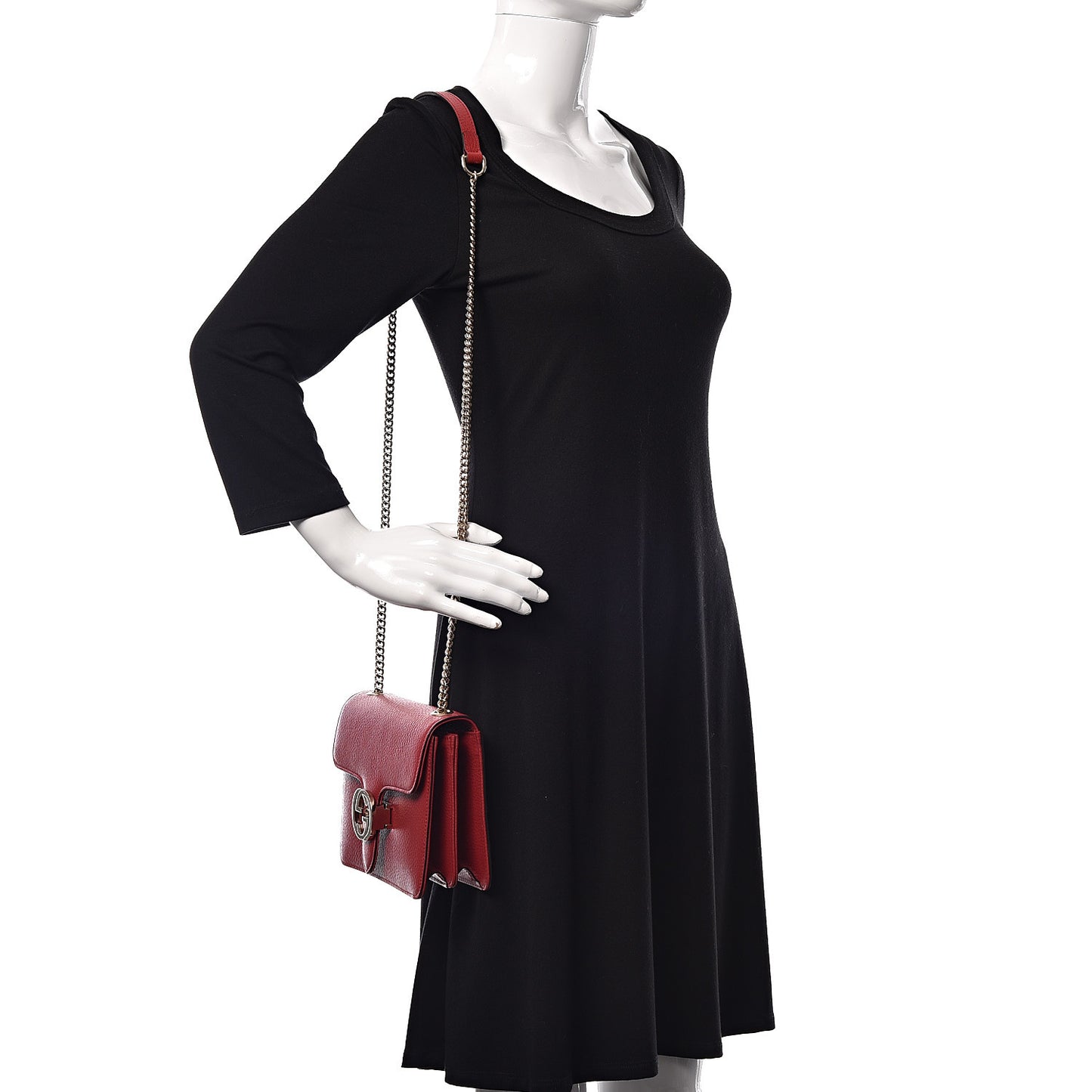 Dollar Calfskin Small Interlocking G Shoulder Bag Red