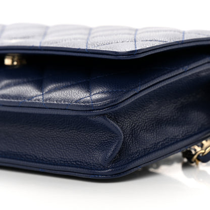 Chanel Caviar Quilted Wallet on Chain WOC Navy Blue 11 of 12