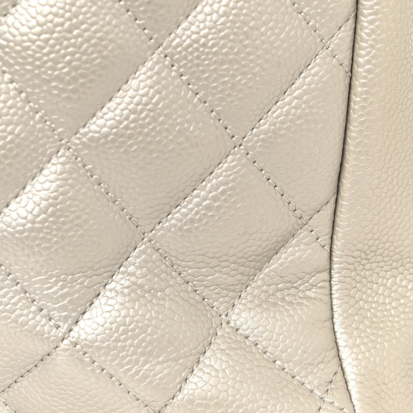 Metallic Caviar Quilted Grand Shopping Tote GST Pearl