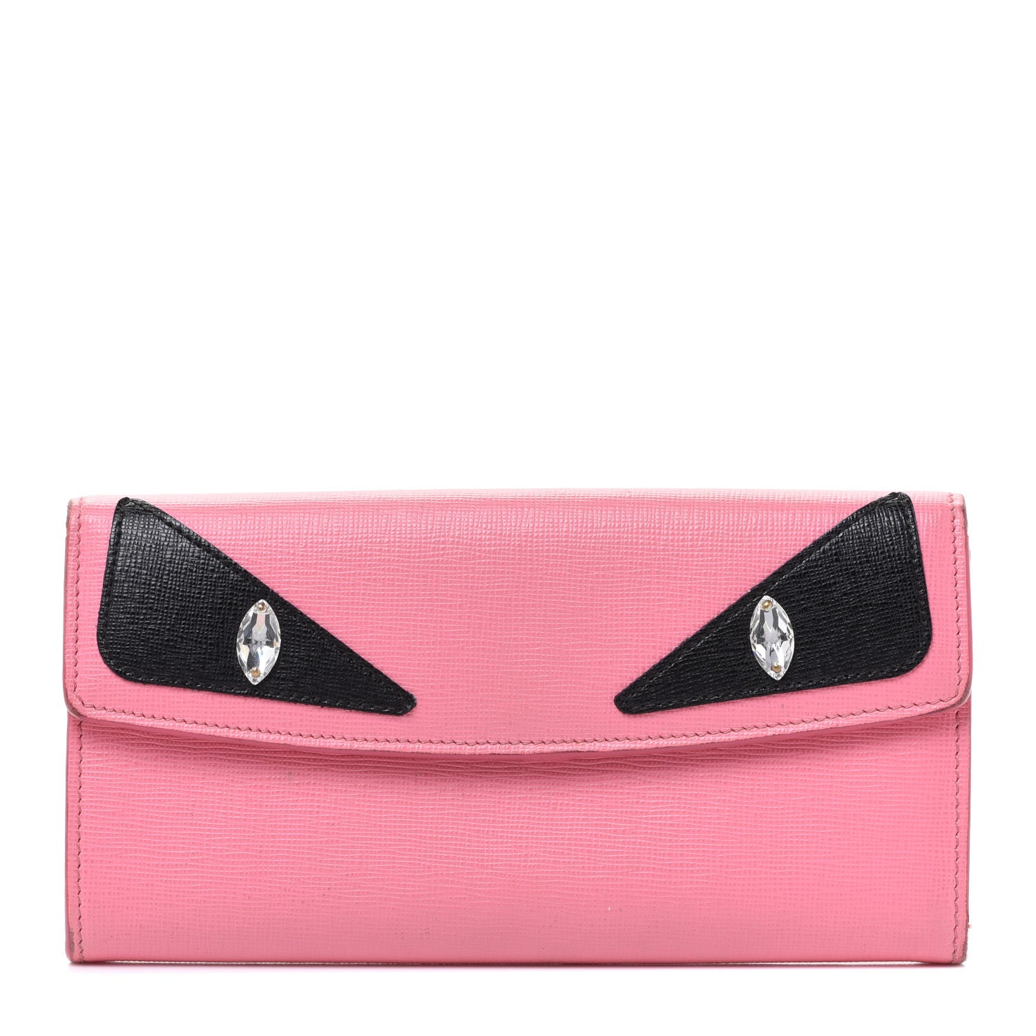 Fendi Vitello Elite Crystal Monster Eyes Simply Continental Wallet Lollypop Black 1 of 14