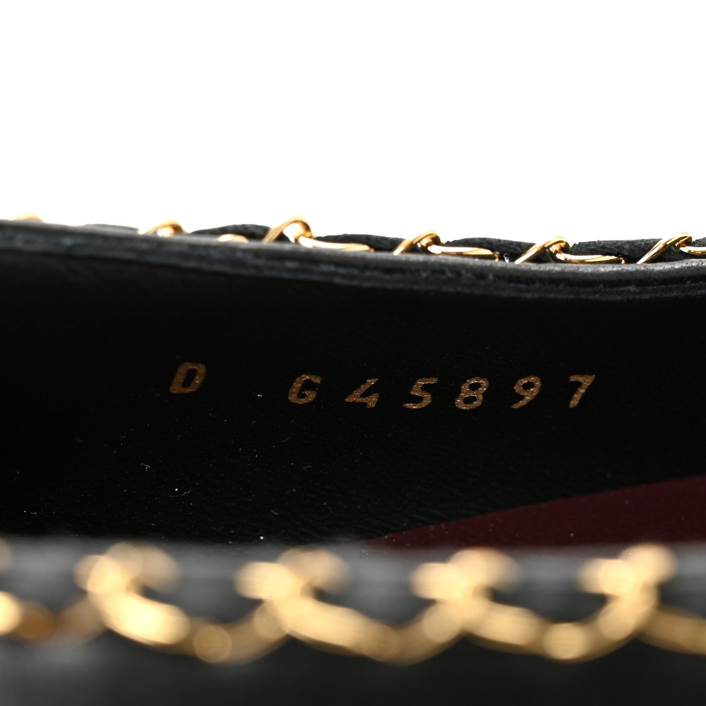 Lambskin Patent Cap Toe Chain Around Ballerina Flats 37 Black