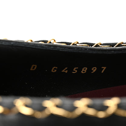 Chanel Lambskin Patent Cap Toe Chain Around Ballerina Flats 37 Black 9 of 10