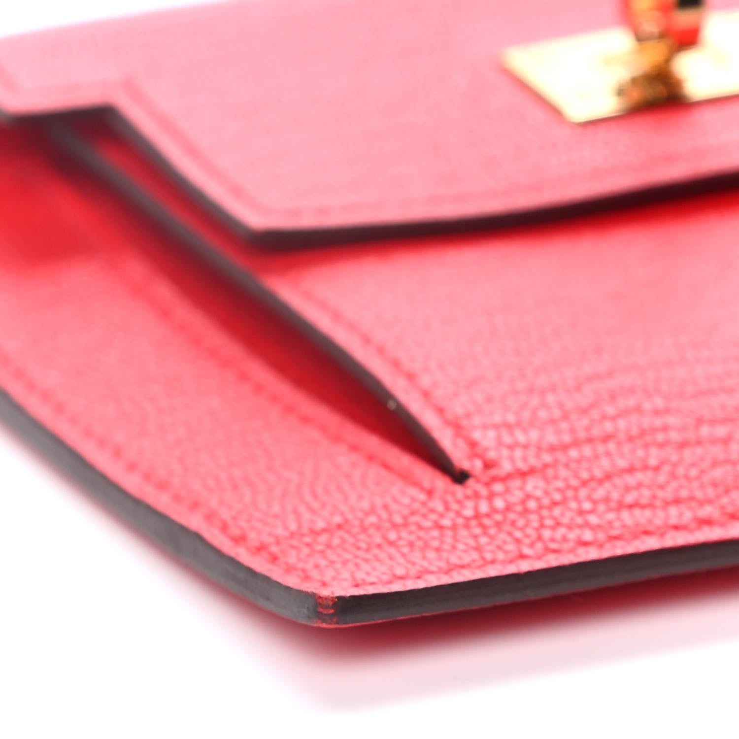 Hermes Chevre Mysore Kelly Pocket Compact Wallet Rouge de Coeur 7 of 12