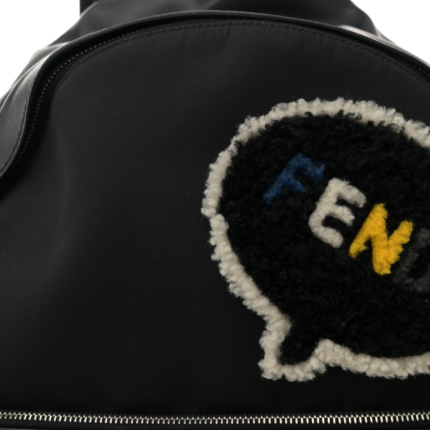 Fendi Nylon Calfskin Shearling Emoticon Backpack Black 8 of 15