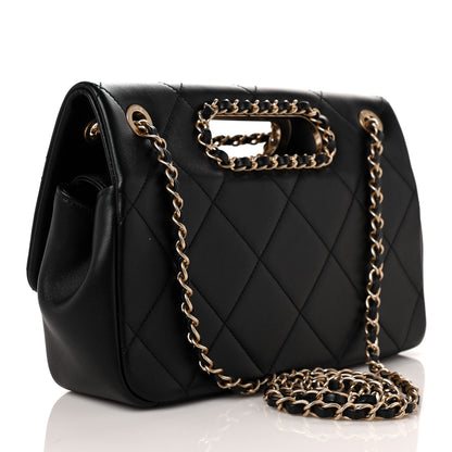 Chanel Lambskin Small Chain Handle Flap Bag Black 3 of 9