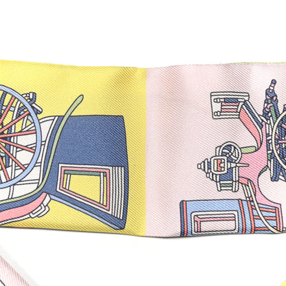 Hermes Silk Les Voitures Exquises Twilly Rose Pale Jaune Pale 3 of 4