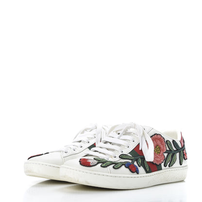 Gucci Calfskin Web Floral Embroidered Ace Sneakers 36 White 2 of 11