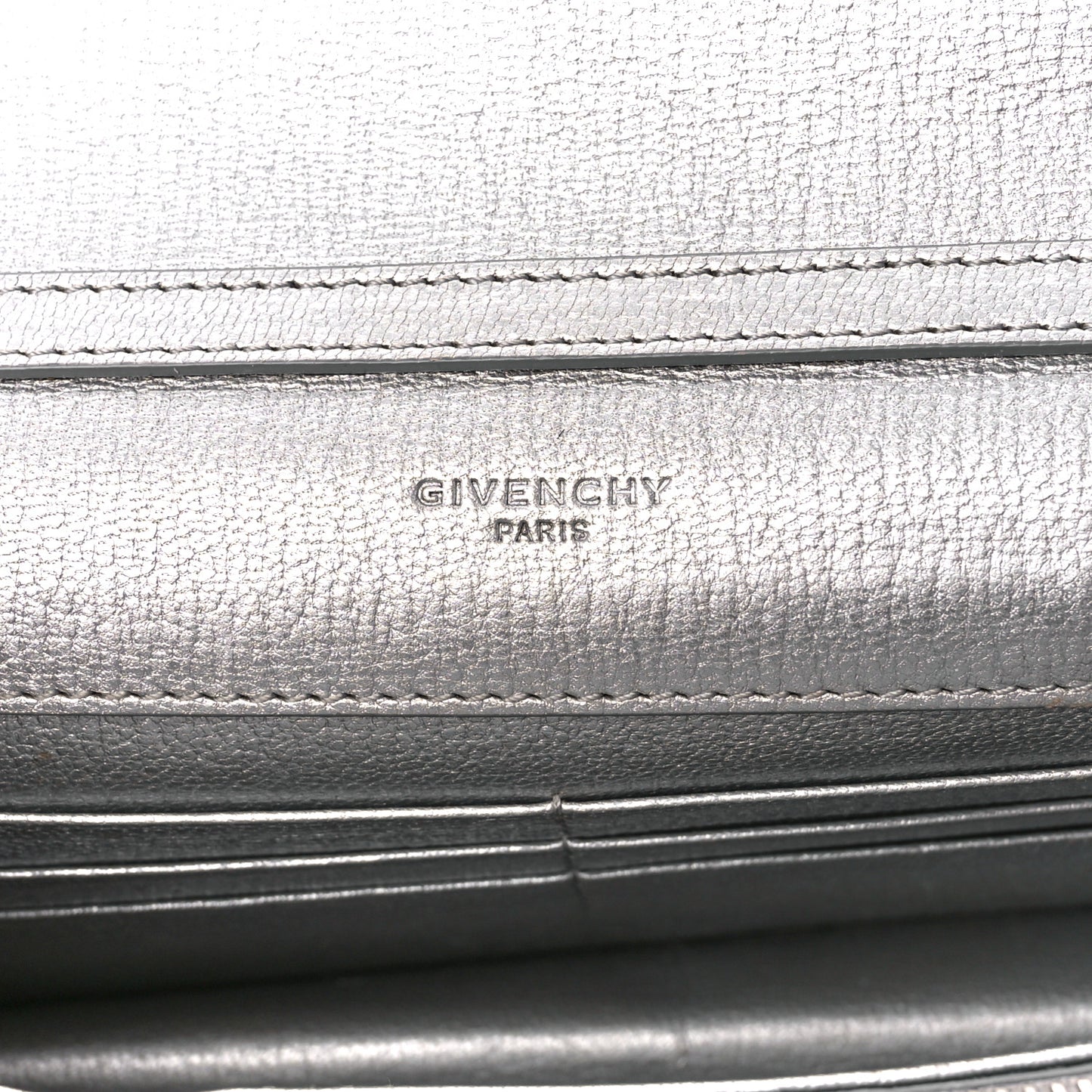 Metallic Sugar Goatskin Pandora Chain Wallet Silver