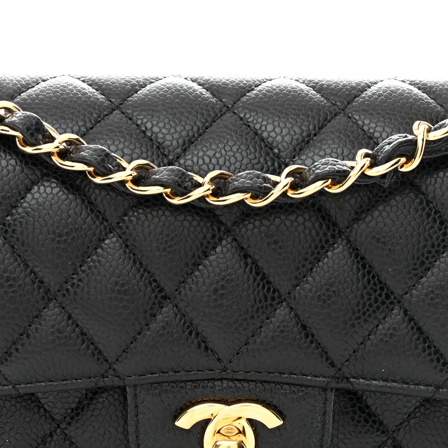 Caviar Quilted Small Double Flap Black