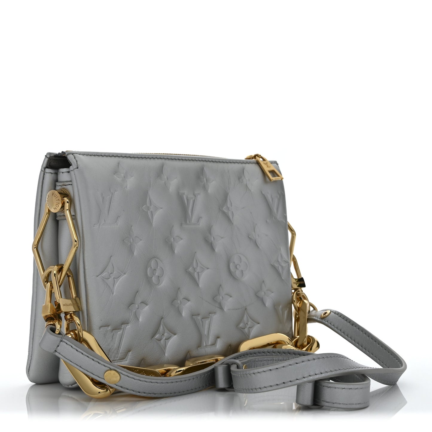 Lambskin Embossed Monogram Coussin BB Silver